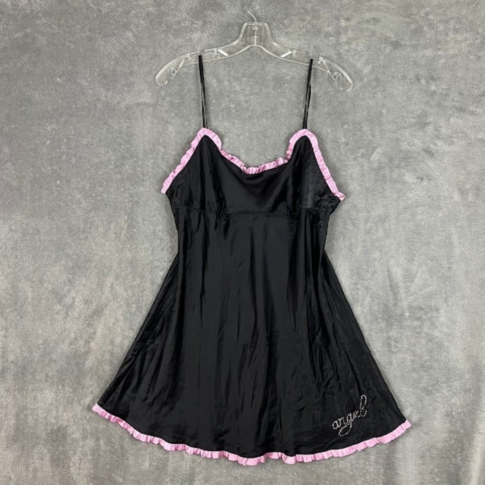 NWT Y2K Victorias Secret Angels Slip Dress Womens L Rhinstoned Ruffle Coquette
